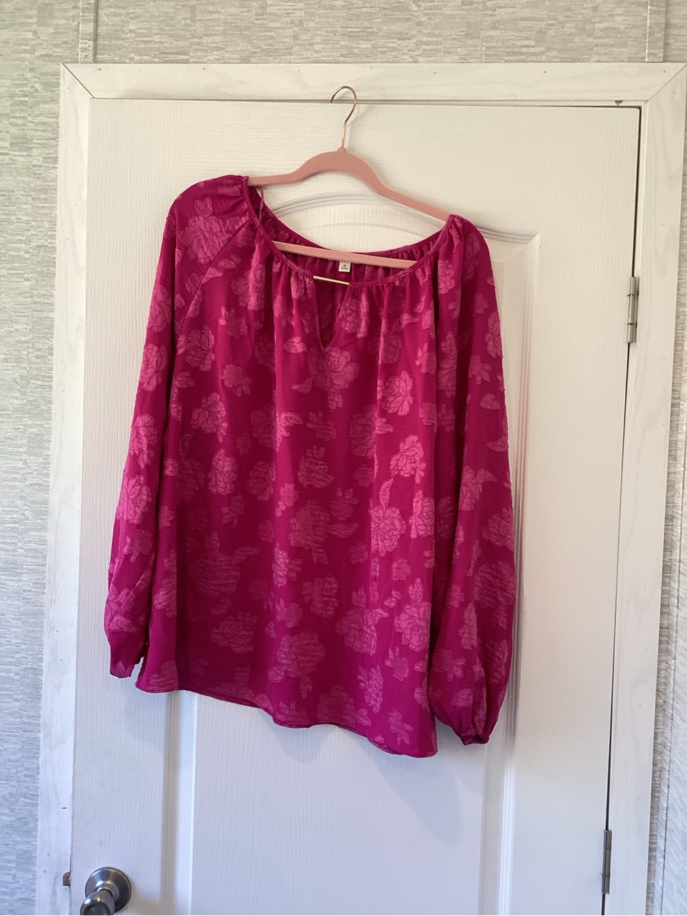 The Pioneer Woman Pink Floral Peasant Blouse 1XL EUC